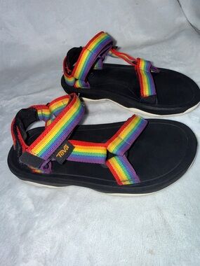 Teva Kids Rainbow Strap Sandals - Black Sole-size 12